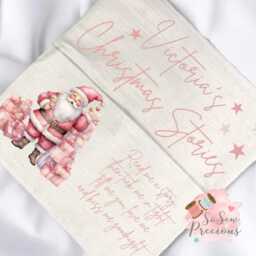 Personalised Christmas Stories Pink Reading Pocket Cushion, Personalized Kids Gift , Story Book Pillow