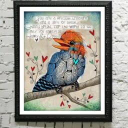 Precious, Kingfisher Bird Print, Art, Lover, Print With Birds, Birds in Trees, Elusive Bird, Endangered Animal 8 X 10 - thumbnail 2