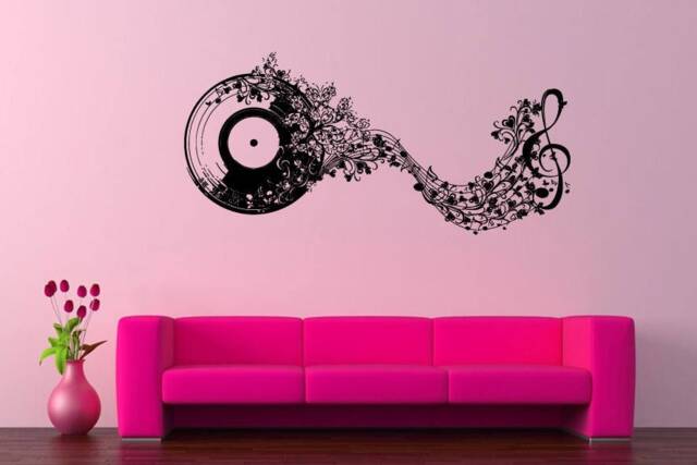 Wall Decal Vinyl Sticker Decals Art Decor Design Record Music Songs Sound Notes Melody Live Hobby Living Room Bedroom-Vg063 - image 1