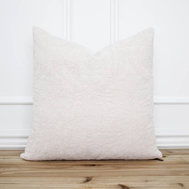 Pink Velvet Medallion Pillow Cover Blush Textured 20x20 Designer Decorative - Indy - image 1