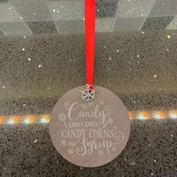 Elf Quote Candy Canes & Syrup Christmas Tree Bauble Decorations Natural Slate - thumbnail 3
