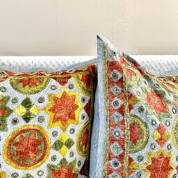 Cushion Cover, Pillow Case.boho, Bohemian, Indian Ethnic, Embroidered, Embroidery, Hippy, Grey, Green, Peach, Apricot, Throw Pillows, Casual Cushion - thumbnail 4