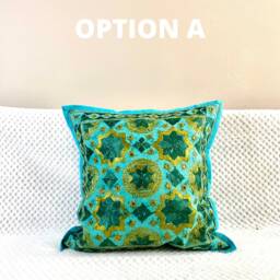 Cushion Cover, Pillow Case.boho, Bohemian, Indian Ethnic, Embroidered, Embroidery, Hippy, Grey, Green, Peach, Apricot, Throw Pillows, Casual Cushion - thumbnail 2