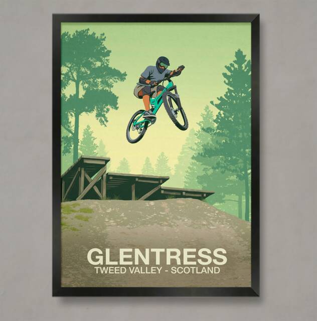 Glentress Mountain Bike Trail Art Print Tweed Valley, Scotland - image 1
