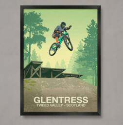 Glentress Mountain Bike Trail Art Print Tweed Valley, Scotland - thumbnail 1