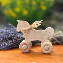 Rolling Hand Made Wooden Toys Pony Bear Bunny Puppy Kitty - thumbnail 2