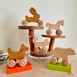 Rolling Hand Made Wooden Toys Pony Bear Bunny Puppy Kitty - thumbnail 1