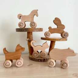 Rolling Hand Made Wooden Toys Pony Bear Bunny Puppy Kitty - thumbnail 3
