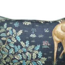 William Morris, The Brook, Arts & Crafts, Beige Dark Blue, Woodland Deer Linen Cushion, Throw Pillow Home Decor 14 X 20 Inches - thumbnail 3