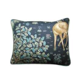 William Morris, The Brook, Arts & Crafts, Beige Dark Blue, Woodland Deer Linen Cushion, Throw Pillow Home Decor 14 X 20 Inches