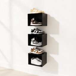Floating Box Display Shoes/Sneakers, Wooden Open Cabinet, Birch Plywood Sneaker Shoe Rack, Wall Mounted Modular Handmade Storage