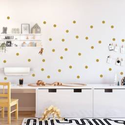 Gold Dots Wall Stickers, 5 Different Sizes 5cm 1, 5cm 3, 0cm  4cm & 10cm, Metallic Confetti Decals, Gold-Decor For Home - thumbnail 3
