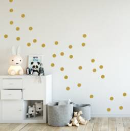 Gold Dots Wall Stickers, 5 Different Sizes 5cm 1, 5cm 3, 0cm  4cm & 10cm, Metallic Confetti Decals, Gold-Decor For Home