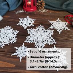 Crochet Snowflake Ornaments Set Soft Cotton Xmas Decor, Made To Order - thumbnail 2