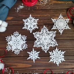 Crochet Snowflake Ornaments Set Soft Cotton Xmas Decor, Made To Order