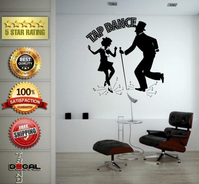 Tap Dance Dancing People Music Notes Melody Wall Window Sticker Decal Vinyl Silhouette Decor L1877 - image 1