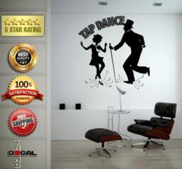 Tap Dance Dancing People Music Notes Melody Wall Window Sticker Decal Vinyl Silhouette Decor L1877 - thumbnail 1