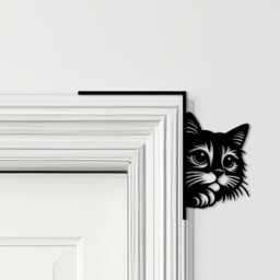 Door Topper Peeking Cat Various Colours Top Of Decorative Sign - Sign, Novelty Wall Decor, Frame Art, Art - thumbnail 1