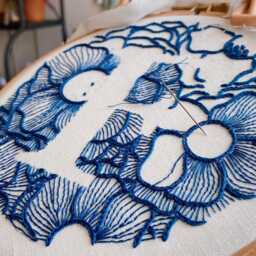 Personalized Hand Embroidery Monogram Hoop/Custom Initial Floral Wall Decor - thumbnail 4