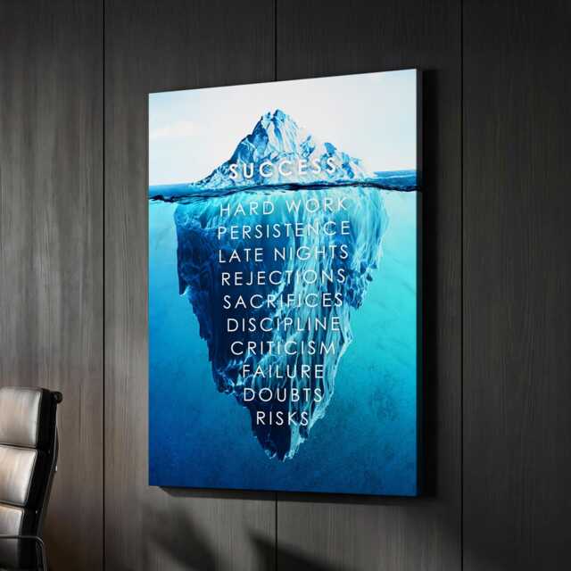 Success List Iceberg Entrepreneur Motivational Inspirational, Framed Canvas Wall Art Poster Print, Home Office & Room Decor, Gift Idea - image 1