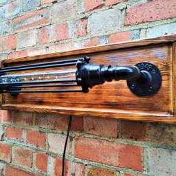 Industrial Style Wall Light Wooden Lamp Metal Shade Sconce Lighting - thumbnail 3