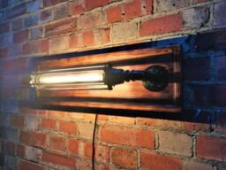 Industrial Style Wall Light Wooden Lamp Metal Shade Sconce Lighting