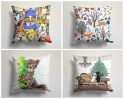 Animal Print Modern Cushion Cover/Cat Dog Pillow Cases/Cute Cat Pillow/Cat Gift Ideas/Home, Garden, Farmhouse Decorating Ideas - thumbnail 1
