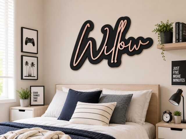 Personalised Wooden Name Sign - Custom Nursery Wall Decor Baby Plaque Kids Bedroom Mdf Handmade Gift - image 1