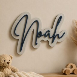 Personalised Wooden Name Sign - Custom Nursery Wall Decor Baby Plaque Kids Bedroom Mdf Handmade Gift - thumbnail 3