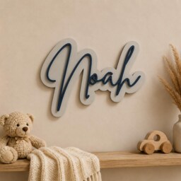 Personalised Wooden Name Sign - Custom Nursery Wall Decor Baby Plaque Kids Bedroom Mdf Handmade Gift - thumbnail 2