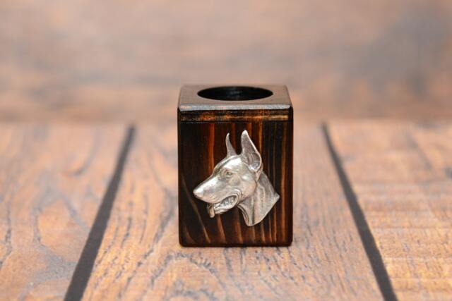 Dobermann - Wooden Candlestick With Dog, Souvenir, Decoration, Limited Edition, Collection - image 1