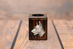 Dobermann - Wooden Candlestick With Dog, Souvenir, Decoration, Limited Edition, Collection - thumbnail 1