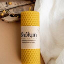 100% Beeswax Pillar Candles - Natural Yellow Candle Aesthetic Hand-Rolled Honeycomb Large Pure - thumbnail 3