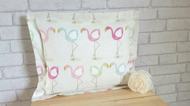 "Linen Flamingo Print Cushion Tropical Home Decor, Nursery Pillow - 15.5x15.5"" Or 13x17" - image 1