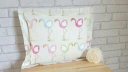 "Linen Flamingo Print Cushion Tropical Home Decor, Nursery Pillow - 15.5x15.5"" Or 13x17" - thumbnail 1
