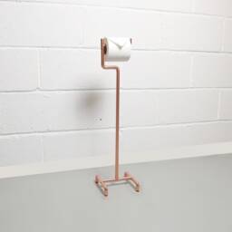 Pure Bare Copper Floor Standing Toilet Roll Holder Modern Bathroom Decor - thumbnail 3