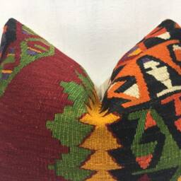 Vintage Turkish Kilim Pillow Cover, Handwoven Accent - 16x24 - thumbnail 2