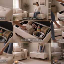 Chesterfield Ottoman Storage Box - Footstool Coffee Table Plush Velvet/Linen - thumbnail 4