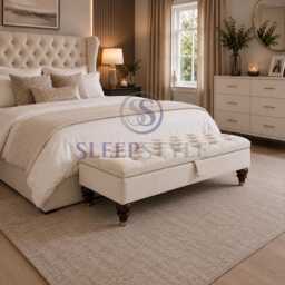 Chesterfield Ottoman Storage Box - Footstool Coffee Table Plush Velvet/Linen