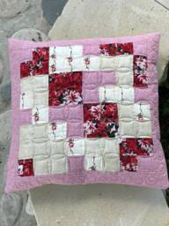 Quilted Pillow Decor, Decorative Sofa Pillow Cotton Fabric Cover, Romantic Pillow, Soft Cushion, Elegant Decor, Valentine's Day Gift - thumbnail 1