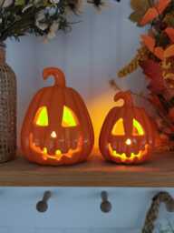 Ceramic Pumpkin Tea Light Holder Lantern, 2 Sizes, Autumn Ornaments, Decoration, Pumpkin, Battery Operated Candle - thumbnail 1