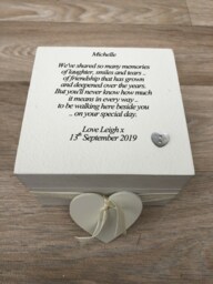 Shabby Chic Style Wedding Gift For Bride From Bridesmaid ~ Maid Of Honour Matron Flower Girl Any Name, Jewellery Box - thumbnail 1