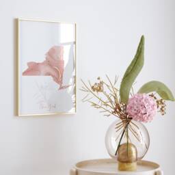 New York Map Pink & Gold Wall Art Print - Usa Us State United States Of America - thumbnail 2