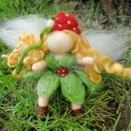Needle Felted Wool Fairy -Bendy Strawberry With Giant -Waldorf Inspired - thumbnail 4
