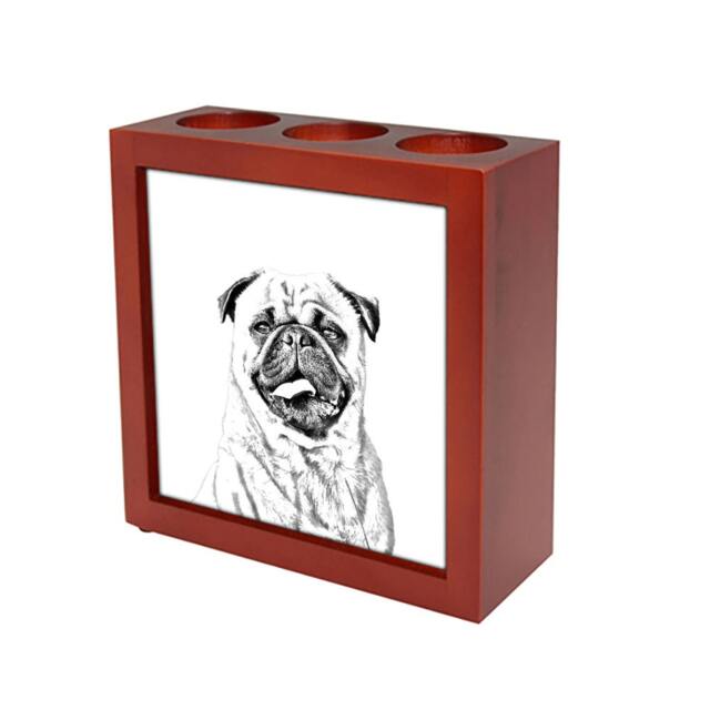 Pug - Wooden Stand For Candles/Pens With The Image Of A Dog New Collection - image 1