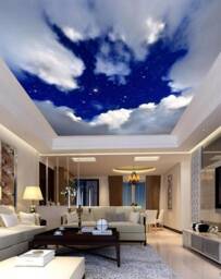Sky Blue Ceiling Murals Clouds Sticker Decor Customizable Wall Decals Bedroom Wallpaper Removable