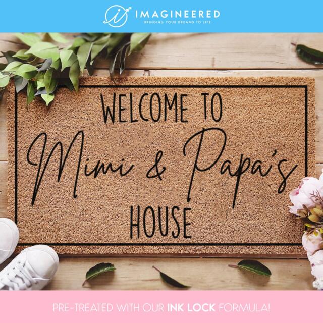 Custom Grandparents Doormat, Welcome To Mimi & Papa's House Personalized Gifts, Gift For Papa - image 1