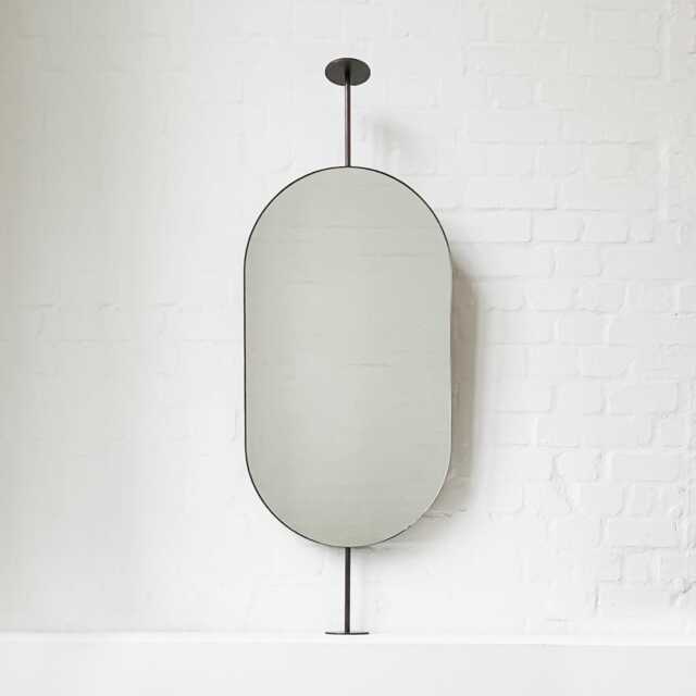 Modern Countertop To Ceiling Attached Capsula Mirror With Bronze Patina Frame - image 1