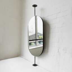 Modern Countertop To Ceiling Attached Capsula Mirror With Bronze Patina Frame - thumbnail 2