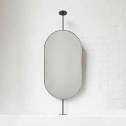 Modern Countertop To Ceiling Attached Capsula Mirror With Bronze Patina Frame